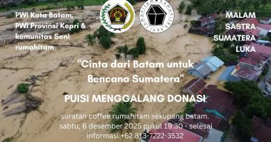 PWI Kepri dan Batam Galang Donasi Sumatera, Gandeng Rumahitam Acara ‘Malam Sastra Sumatera Luka’